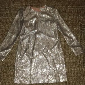 Rachel Zoe long sleeve gold glitter dress